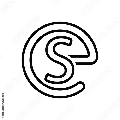 Black line icon for es initial