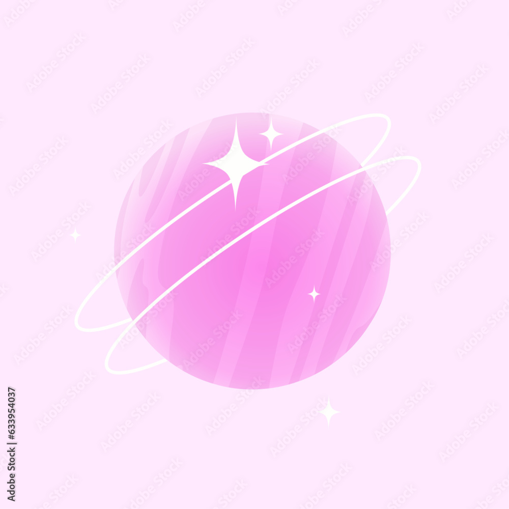Vector planet with ring saturn and star vector simple illustration on white background