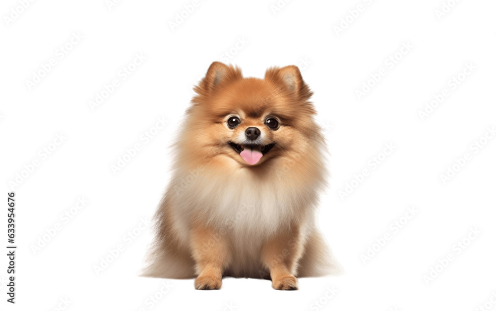Pomeranian Dog Isolated on Background. Generative AI