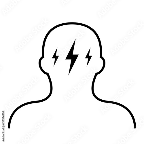 Icon man suffering from migraine headache, disease health headache problems