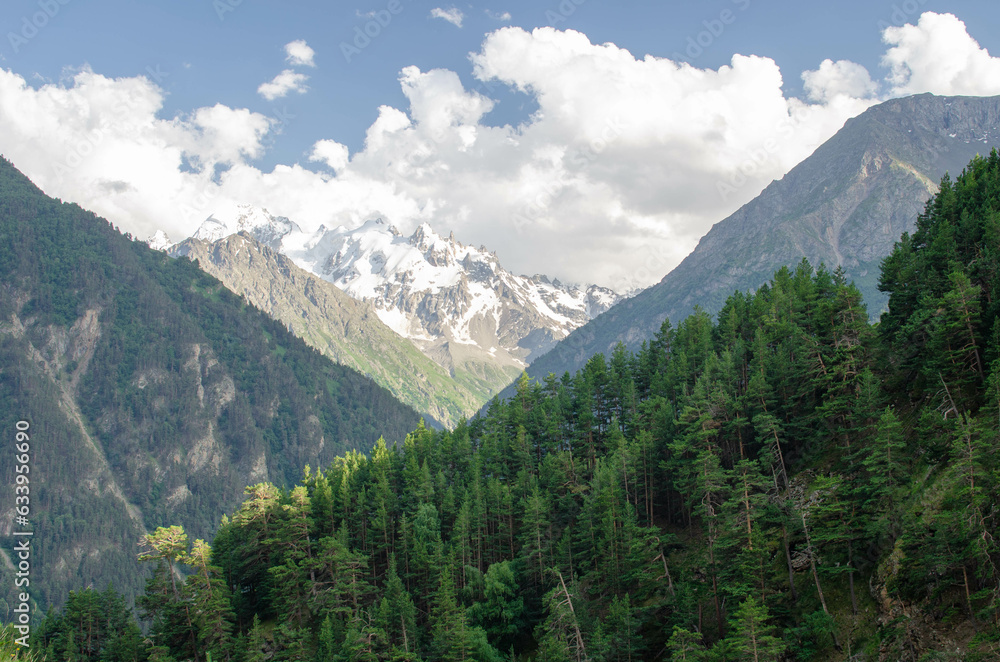the Caucasus mountains.beautiful view of the green mountain slopes.