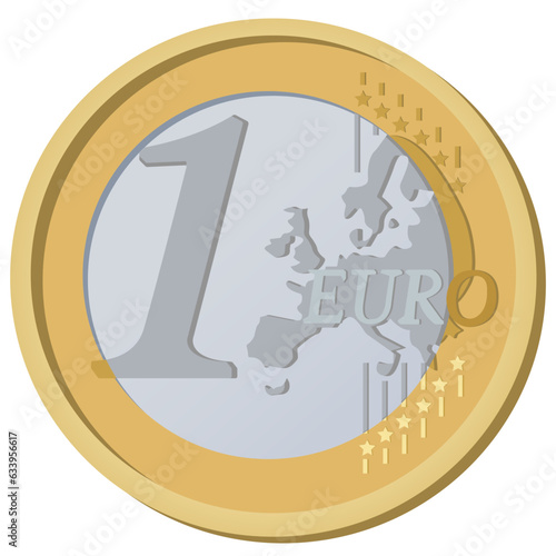
1 EURO coin drawn in vector style on a white background