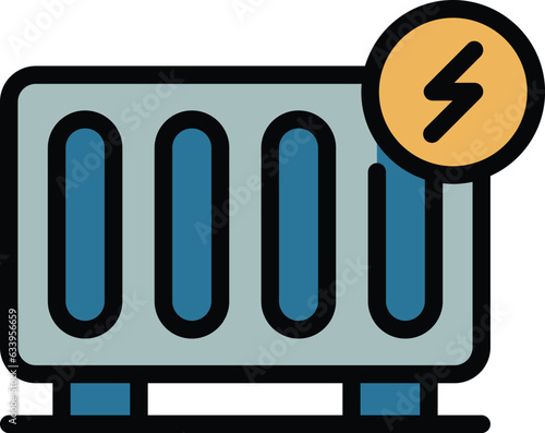 Small convector icon outline vector. Electric radiator. Home heating color flat