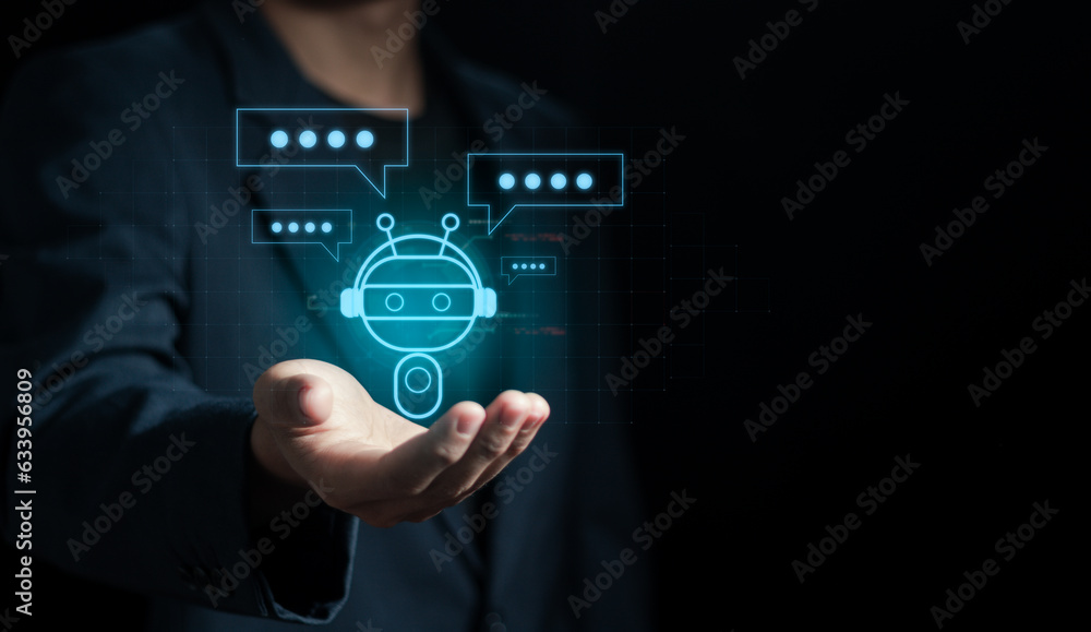 Chatbot artificial intelligence intelligent robot technology AI. Artificial intelligence technology automatically responds to online messages to help customers instantly. Chatbot artificial intelligence intelligent robot technology AI. Artificial intelligence technology automatically responds to online messages to help customers instantly.