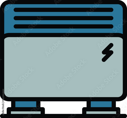 Floor convector icon outline vector. Electric radiator. Household heating color flat