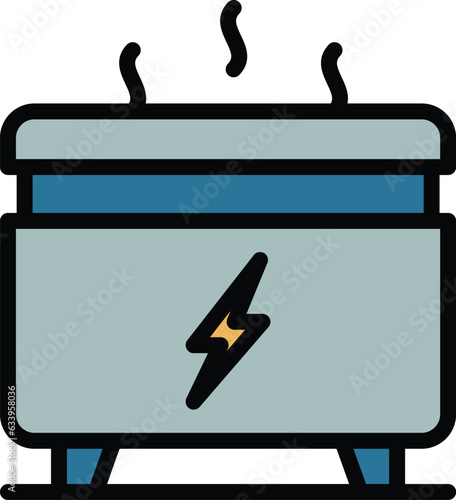 Convector icon outline vector. Electric radiator. Heater valve color flat
