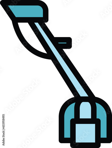 Gas trimmer icon outline vector. Lawn grass. Agriculture tool color flat
