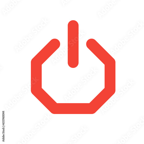 red octagon power icon button, shutdown icon buton