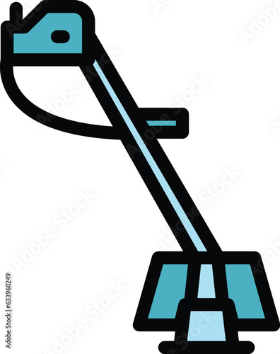Care trimmer icon outline vector. Garden lawn. Agriculture tool color flat