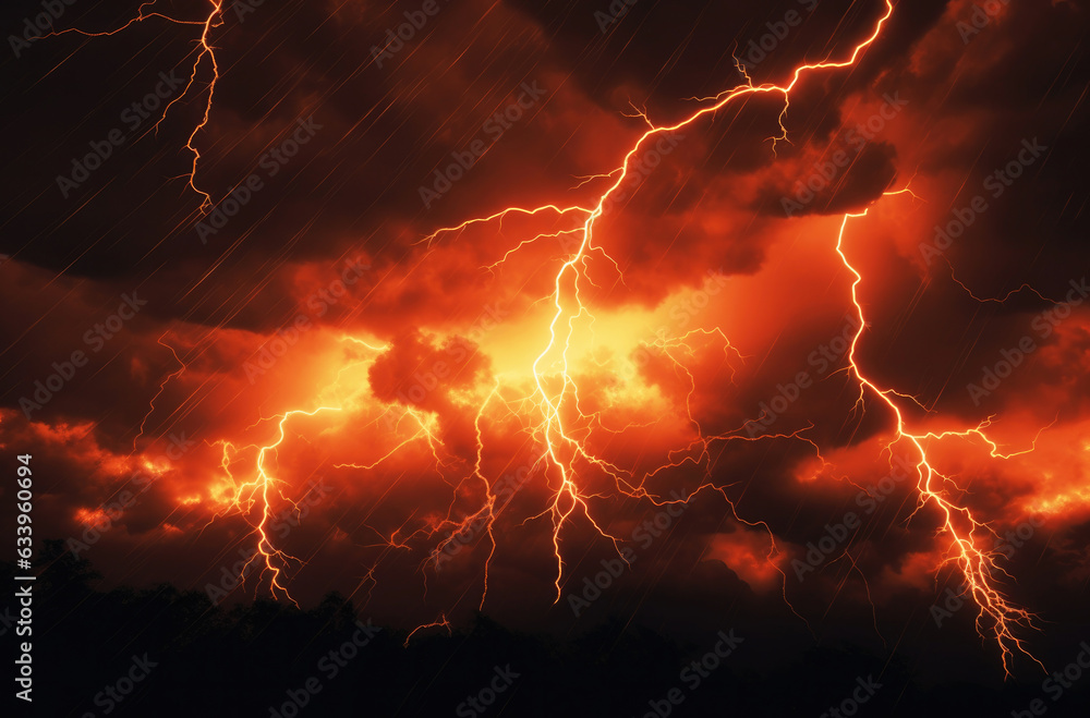 The Wrath of God. Lightning and thunderstorm in the sky The Wrath of God. Lightning and thunderstorm in the sky