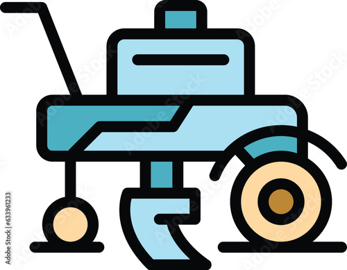 Old cultivator icon outline vector. Farm machine. Mower grass color flat