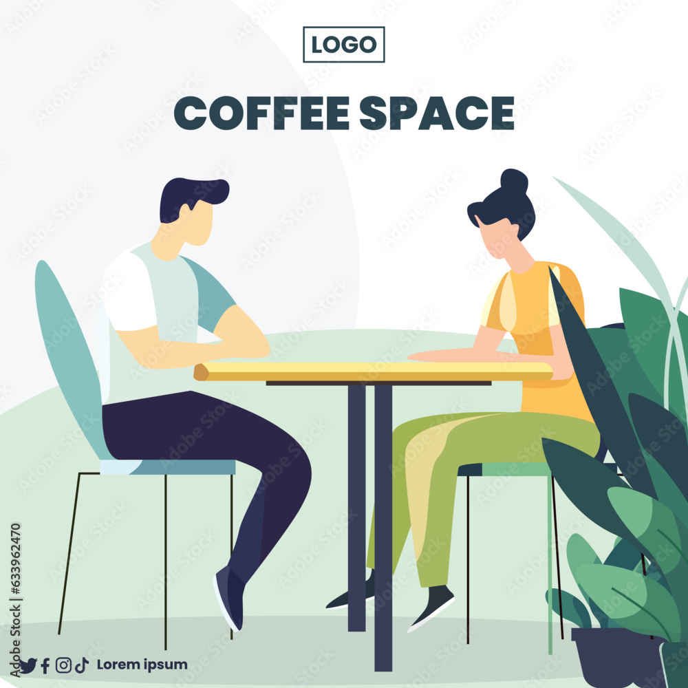 flat vector of man doing work in working space for social media post flat vector of man doing work in working space for social media post