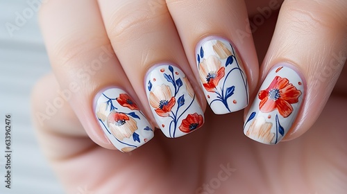 poppy flower manicure rendering