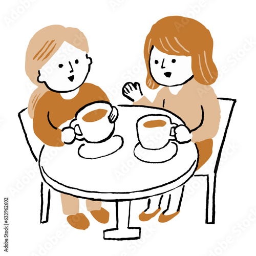 カフェでおしゃべりする女性