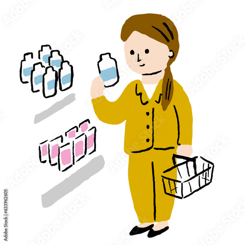 会社帰りにスーパーで買い物をする女性