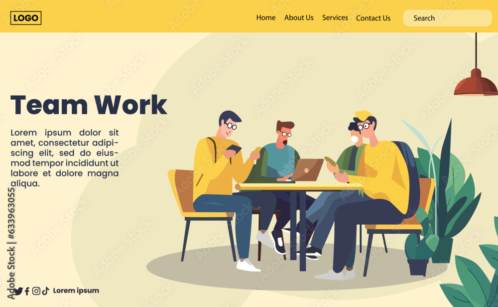 flat vector of man doing work in working space for landing pages flat vector of man doing work in working space for landing pages