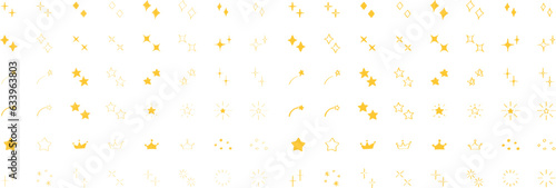 イラスト素材：かわいい手書きのキラキラ・星のイラストセット　ベクター　Cute shining hand drawn illustration set.