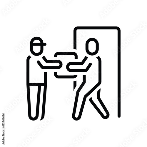 Black line icon for receiving 