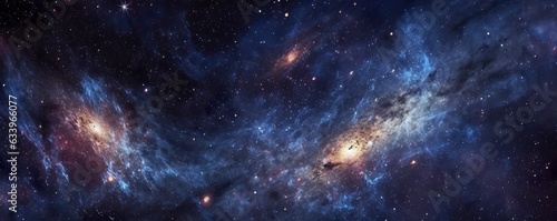 A photo of very dark starry night space taken from James Webb Space Telescope, night sky, dark black and dark blue tone, nebula, AI Generative © Image