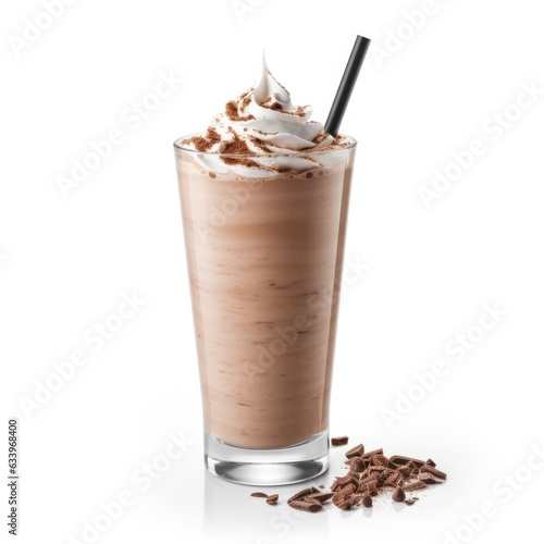 Chocolate Milkshake on plain white background - product photography