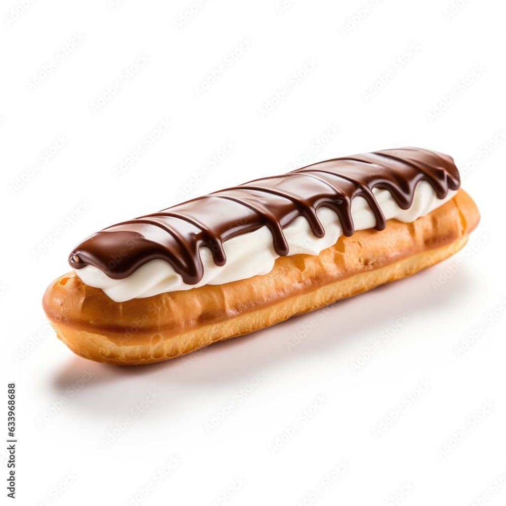 Eclair on plain white background - product photography Eclair on plain white background - product photography