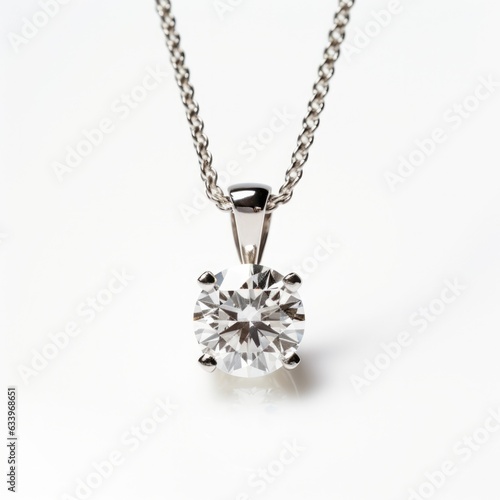 Diamond Necklace on plain white background - product photography