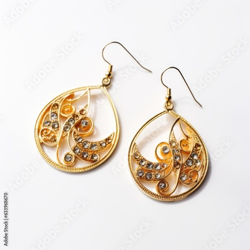 Ear Rings on plain white background - product photography