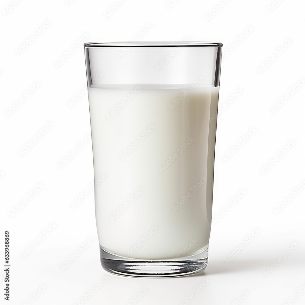 Glass of Milk on plain white background - product photography Glass of Milk on plain white background - product photography