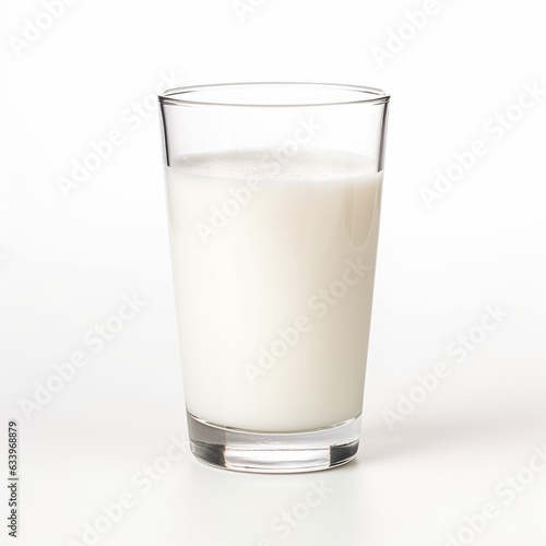 Glass of Milk on plain white background - product photography