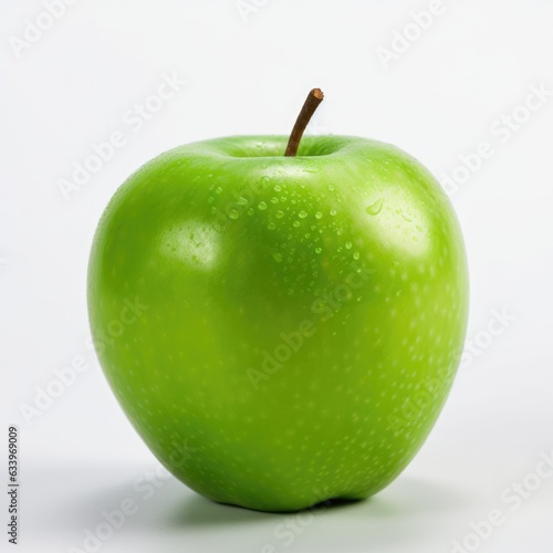 Green Apple on plain white background - product photography