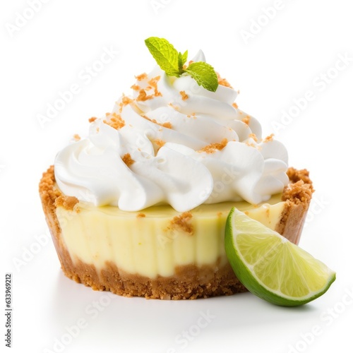 Key Lime Pie on plain white background - product photography