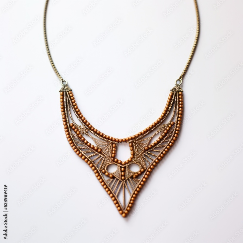 Necklace on plain white background - product photography Necklace on plain white background - product photography
