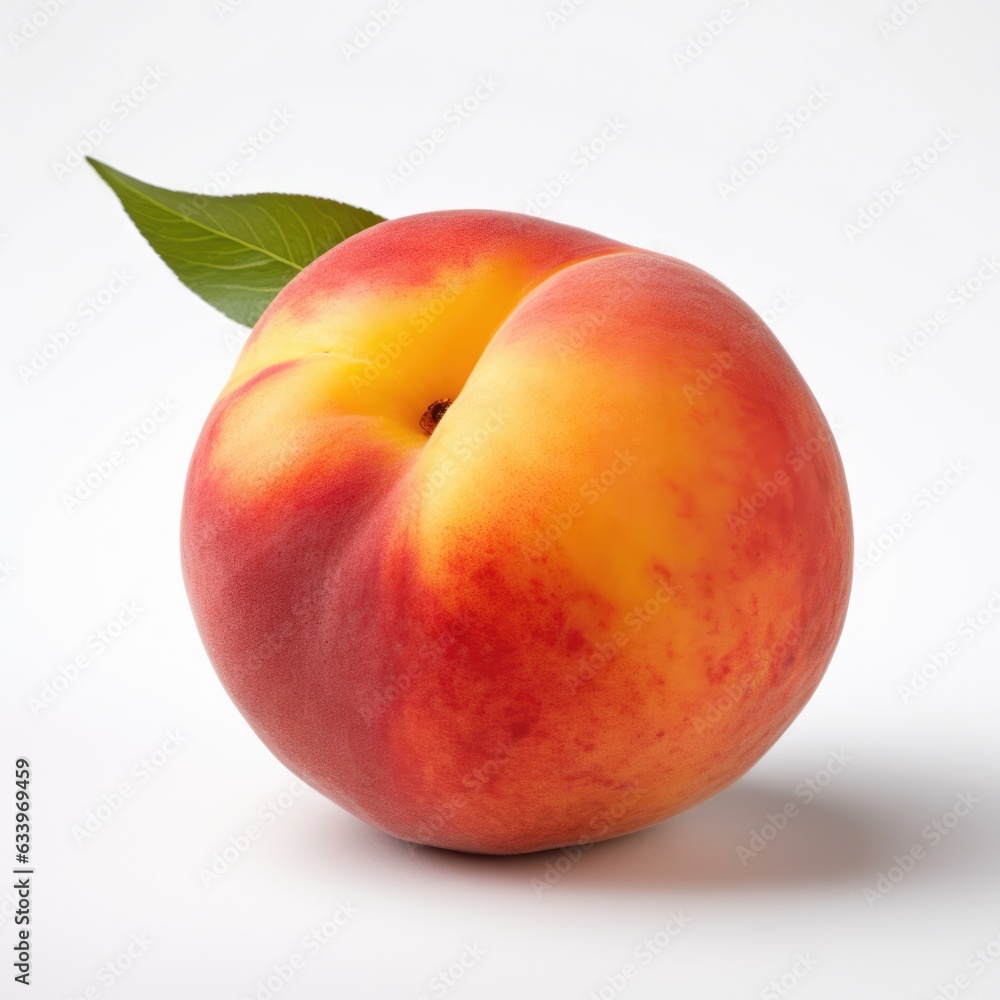 Peach on plain white background - product photography Peach on plain white background - product photography