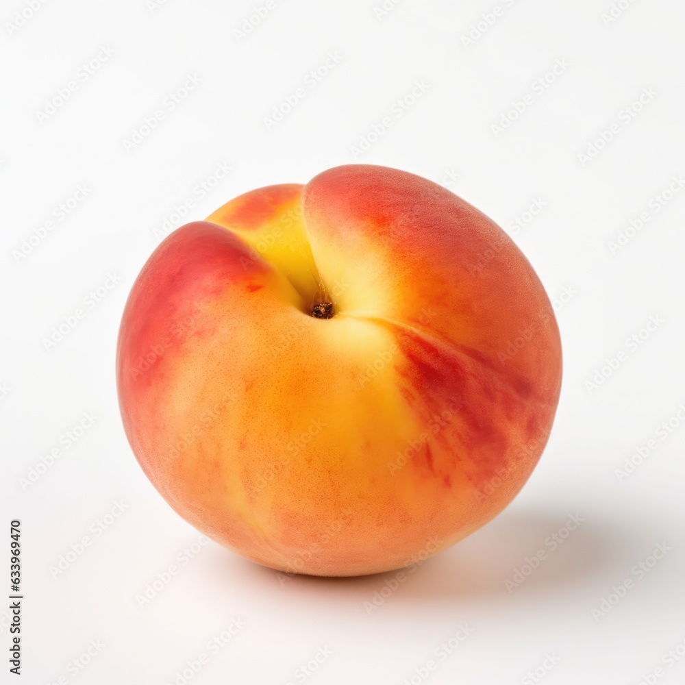 Peach on plain white background - product photography Peach on plain white background - product photography