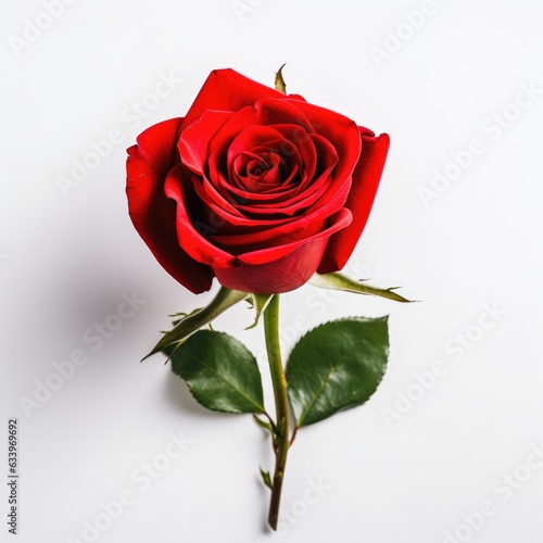 Red Rose on plain white background - product photography