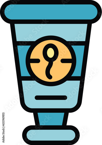Contraception cream tube icon outline vector. Birth control. Health hormonal color flat
