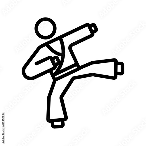 Black line icon for Kickboxing