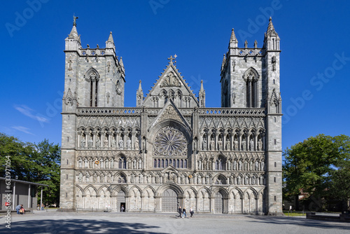 Nidaros Cathedral in Trondheim is Norway's most central church in virtue of being Olav the Saint's burial church. Construction work began year 1070, Trøndelag county, Norway