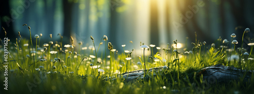 the sun shines on a beautiful green area, in the style of lensbaby optics, stylish, nature's wonder photo