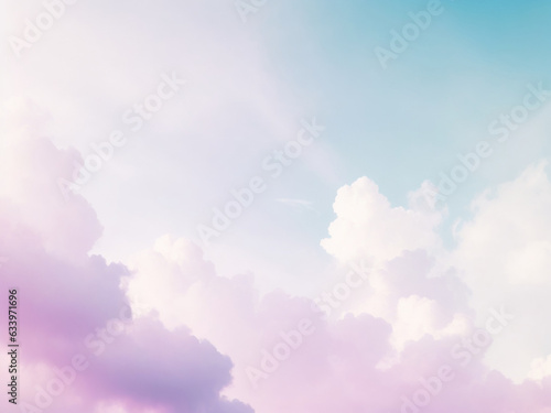Serene blue sky is adorned with beautiful white and pink clouds, creating a tranquil and picturesque scene.