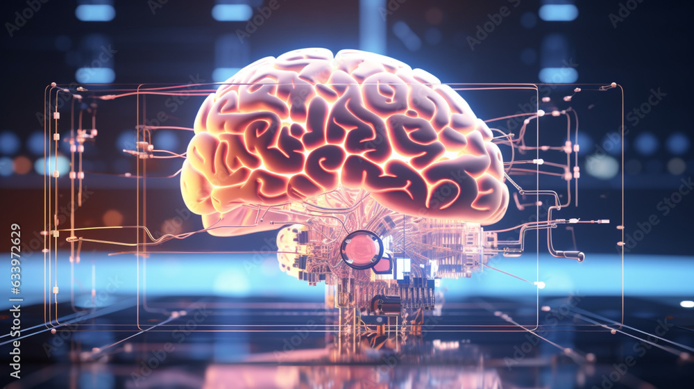 AI Brain Amidst Digital Information Flow AI Brain Amidst Digital Information Flow