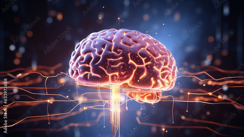 AI Brain Amidst Digital Information Flow AI Brain Amidst Digital Information Flow
