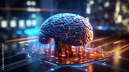 AI Brain Amidst Digital Information Flow