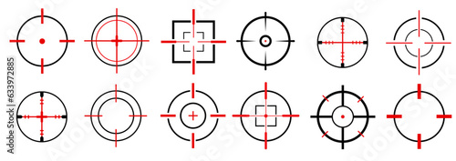 Target destination icon set. Aim sniper shoot group. Focus cursor bull eye mark collection. Vector isolated.  Vector 10 EPS