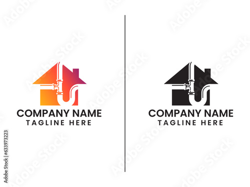 Home Fitting Pipe logo. House sanitary ware. Home pipe fittings logo design. Business. Water. Repair pipe. Finance. Creative. Unique. Real estate. Building