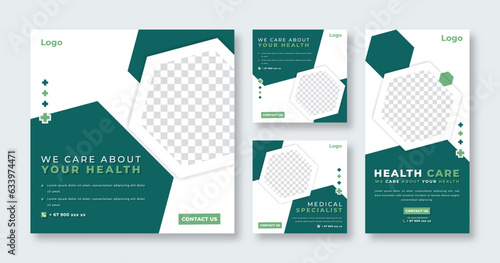 Medical Social Media Post for Online Marketing Promotion Banner, Story and Web Internet Ads Flyer