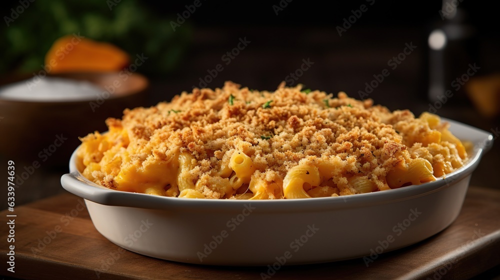 rich and creamy macaroni and cheese casserole, made with butternut squash and topped with crispy breadcrumbs rich and creamy macaroni and cheese casserole, made with butternut squash and topped with crispy breadcrumbs