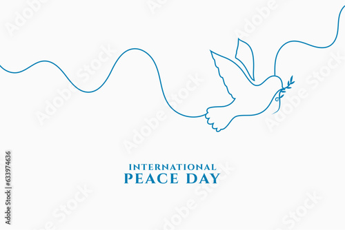 line style world peace day background with flying dove and olive branch