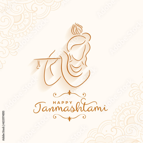 line style shree krishna janmashtami festival card design