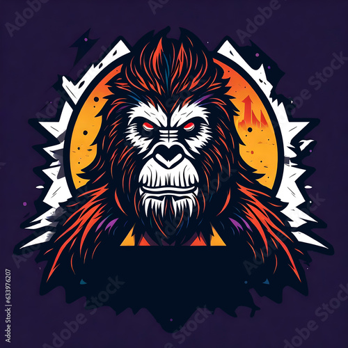 A logo for a business or sports team featuring Bigfoot  
that is suitable for a t-shirt graphic. photo